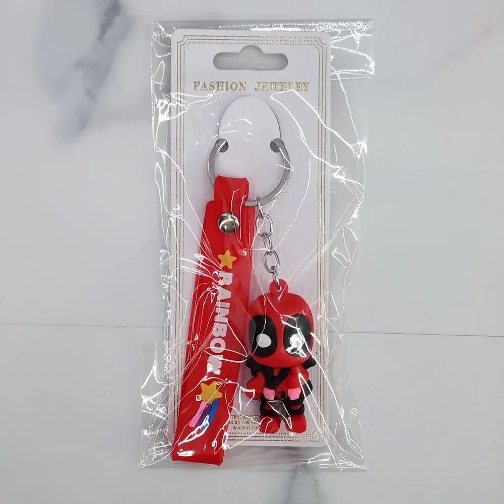 NEW Marvel Avengers Deadpool Superhero Figure Keychain & Strap Bag Charm PVC